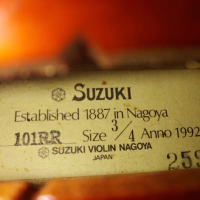 Suzuki  Model 101RR (3/4 Size) Violin, Japan 1992, Stradivarius Copy image 2