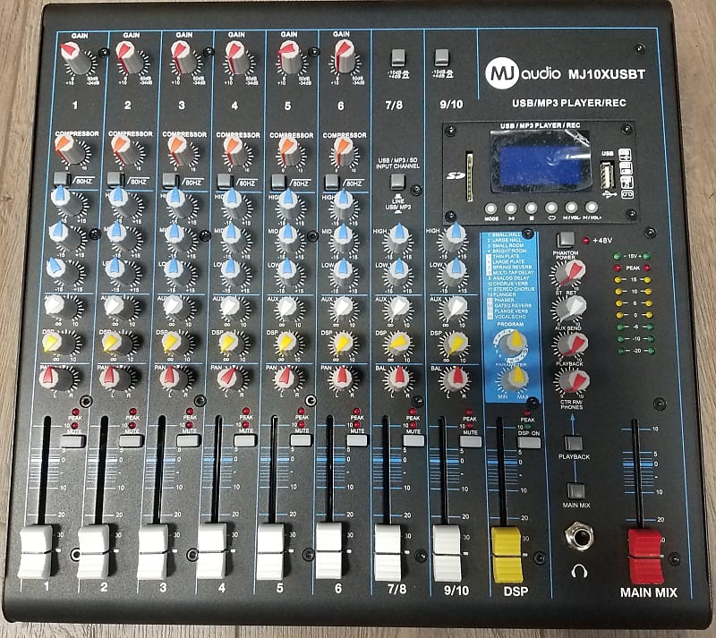 MJ Audio 10 Channel Compact Mixer w/ Effects and Built-in USB/SD card/Bluetooth Playing/Recording function image 1