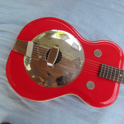 1962 Supro Folk Star Red Reso-Glass Resonator Vintage Supro Folk Star/Vagabond Cool Vintage Dobro Red Plastic! image 4
