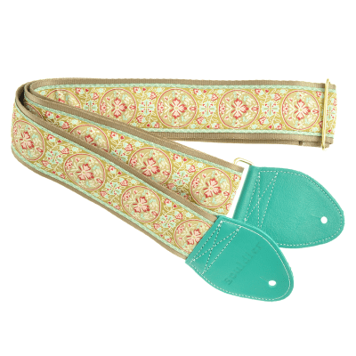Souldier Medallion Guitar Strap in Mustard and Teal for sale