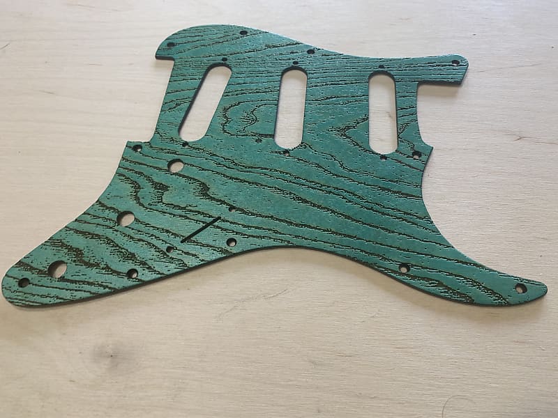 US made satin lacquer swamp ash laser engraved Baltic birch wood pickguard for Stratocaster image 1