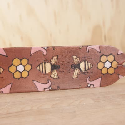 Ukulele Strap - Meadow pattern with bees and flowers by Moxie & Oliver image 3