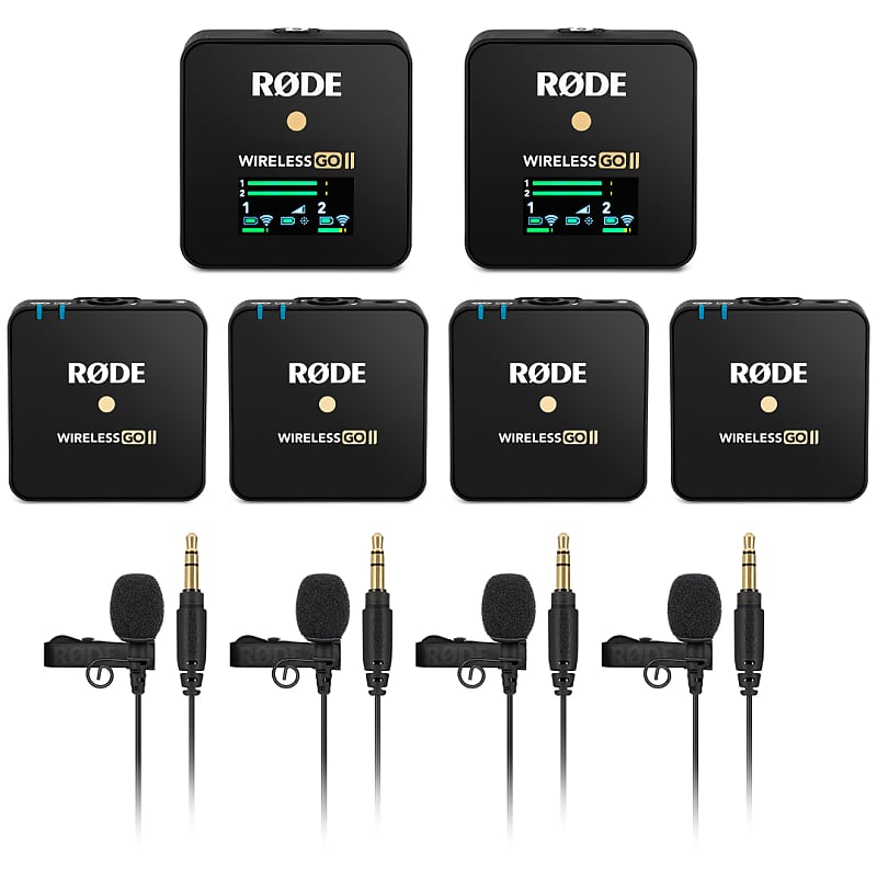 Rode Wireless GO II Dual Compact Digital Wireless Microphone System (Pair)  with 4x Rode Lavalier GO Omnidirectional Condenser Microphone and StreamEye 