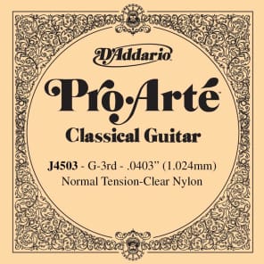 D'Addario J4503 Pro-Arte Nylon Classical Guitar Single String Normal Tension Third String