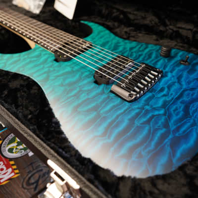 Schecter USA CUSTOM SHOP Keith Merrow KM-7 Hybrid  - Blue Green Fade 7-String Electric Guitar w/ Black Tolex Merrow Case (2023) image 12