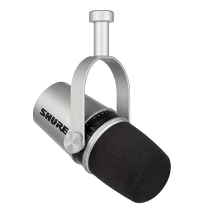 Shure MV7 Dynamic Unidirectional Dual XLR/USB Podcasting Microphone, Silver image 20