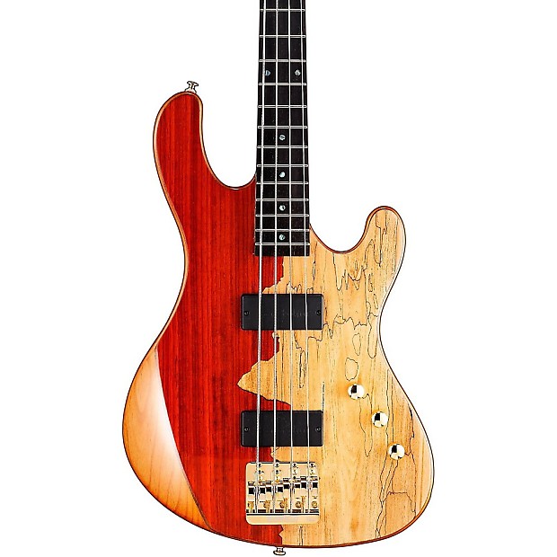 Cort Rithimic NAT Spalted Maple/Padouk Top 4-String Bass Natural image 1