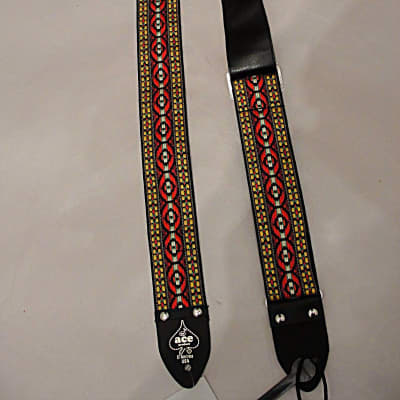 D'andrea Ace  Reissue ACE4 Jacquard Weave 2" wide Guitar Strap 2016 Red/Yellow image 5