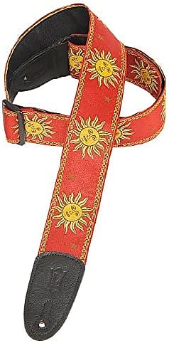 Levy's Leathers MPJG-SUN-RED 2 Jacquard Weave Guitar Strap with Sun Pattern Red image 1