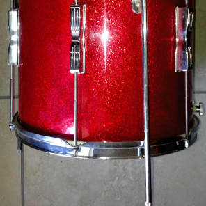 Vintage 1970's Ludwig big beat /club date red Sparkle 4 piece drum kit made in Chicago USA 1970's image 9