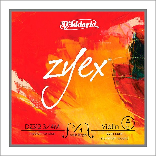D'Addario DZ312 3/4M Zyex Violin Single A String - 3/4 Scale, Medium Tension image 1