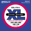 2 Sets of D'Addario EXL170-5TP Nickel Wound Bass Guitar Strings (45-130)