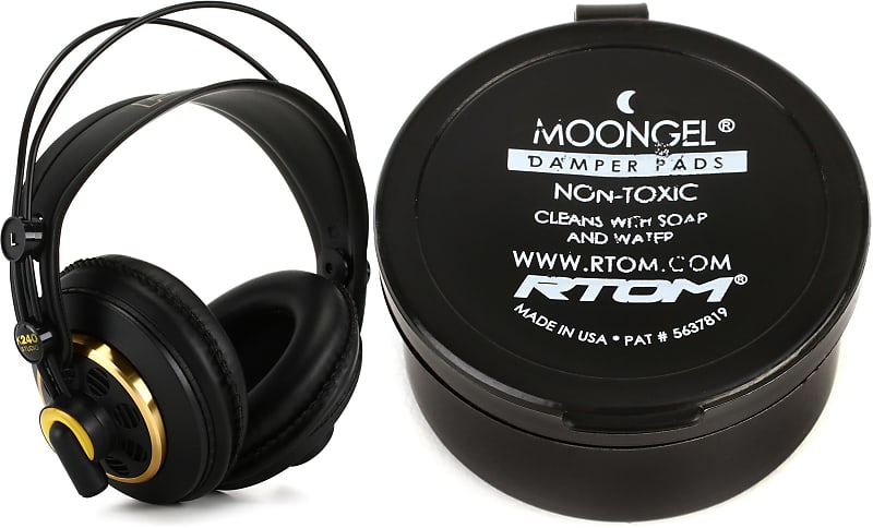 AKG K240 Studio Semi-open Pro Studio Headphones  Bundle with RTOM Moongel Drum Damper Pads - Blue (6-pack) image 1