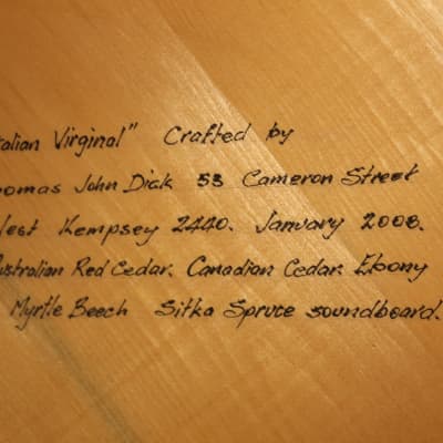 Italian Virginal Harpsichord crafted by Thomas John Dick 2008, 54 strings (B1 to E6), Sitka Spruce image 8