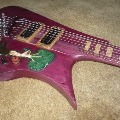 private stock Tree of Life guitar/bass,ultra rare,solid purpleheart neck thru+fanned, 7,8,9or10 strings image 6