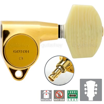 Gotoh SG301-M01 MG Magnum Locking L3+R3  Set w/ Large IVORY Buttons 3x3 - GOLD image 1