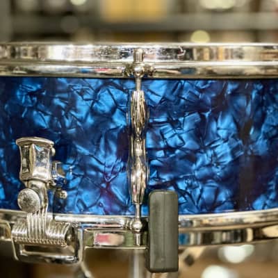 Premier Royal Ace 5.5" X 14" Vintage Snare Drum -Blue Pearl-Good Condition image 2