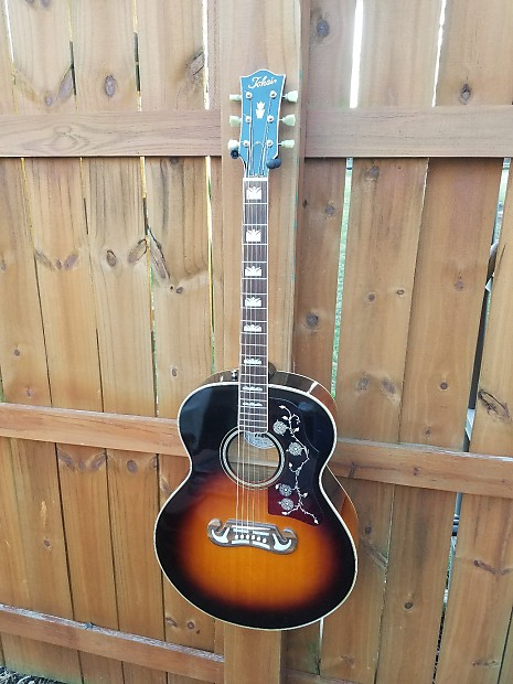 Tokai J 200 Style Flattop Acoustic Guitar Sunburst Great Player Sound With Case