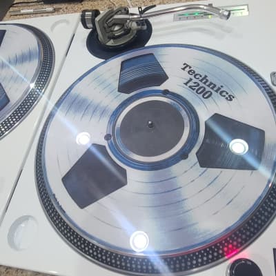 Pair of White Technics SL-1200 MK2 Custom DJ Turntables image 9