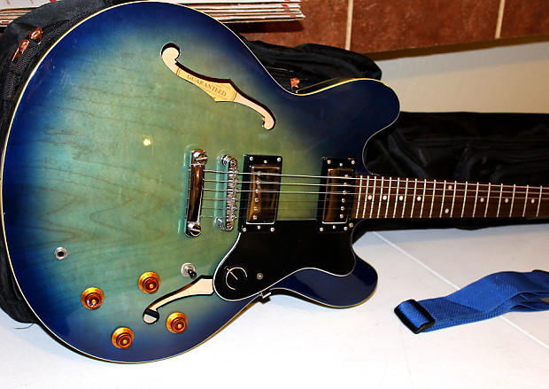 Epiphone Dot Deluxe BB Dot Made in Korea Rare Blue Burst with gig bag