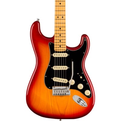 Fender American Ultra Luxe Stratocaster, Maple Fingerboard, Plasma Red Burst for sale