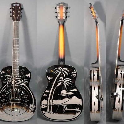 National Reso-Phonic Style O 14 Fret 2023 Mirror Nickel with Art Deco Palm Tree Design - IN STOCK NOW! image 5