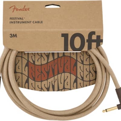 Fender Festival Instrument/Guitar Cable Eco-Friendly Pure Hemp, NATURAL 10' ft image 1