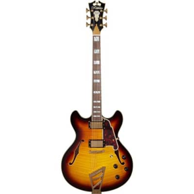 D'Angelico Guitars Excel DC 2018 16  Semi Hollow Electric Guitar with Stairstep Tailpiece, Pau Ferro Fingerboard, Vintage Sunburst image 1