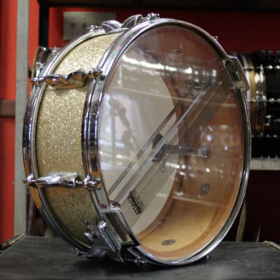1960s Premier 5.5x14 Royal Ace Snare Drum in Gold Sparkle image 5