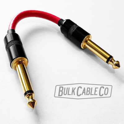 Marshall Channel Jumper Cable - Red George L's .225 - Short Straight Stubby Connectors - Black / Gold - JMP JTM Plexi