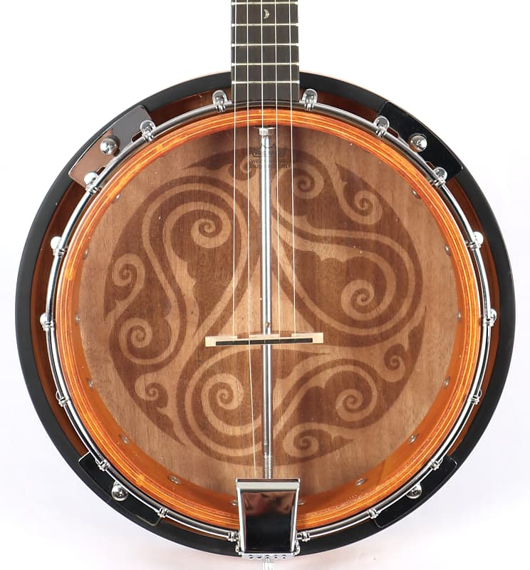 Luna Celtic Tribal Pattern Tobacco Sunburst 5-String Resonator Banjo image 1