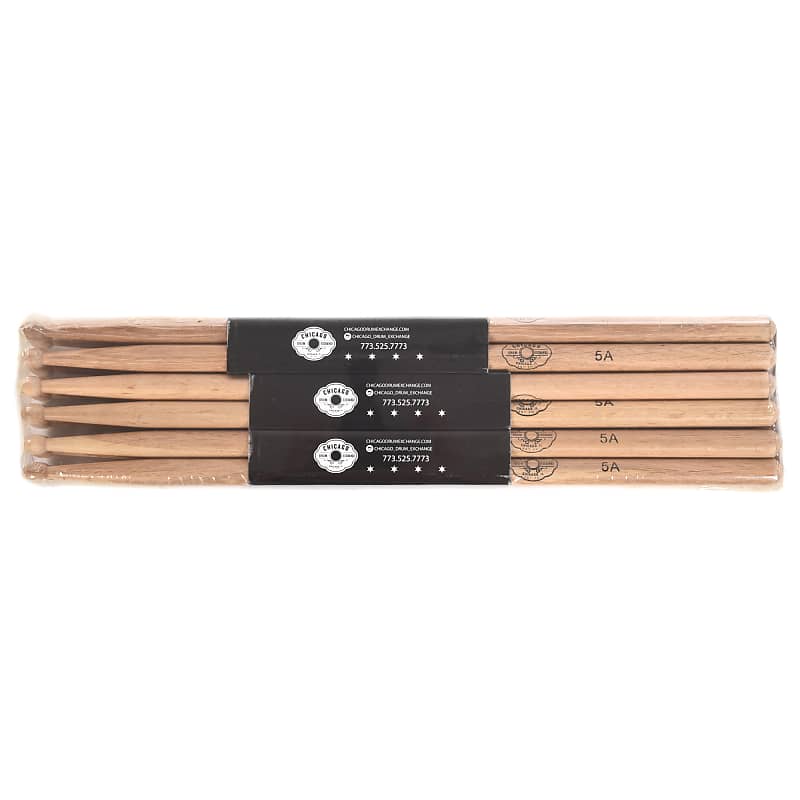 CDE 5A Wood Tip Custom Selected Hickory Drum Sticks (12 Pair Bundle) image 1