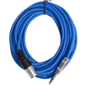 Seismic Audio SATRXL-M25BLUE XLR Male to 1/4" TRS Male Patch Cable - 25'