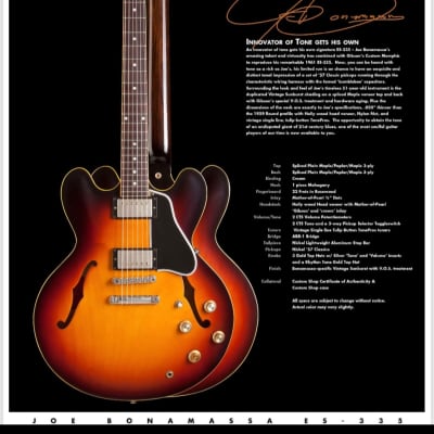 Gibson Joe Bonamassa Custom ES 335 2012 - Sunburst image 13