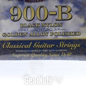 La Bella 900B Elite Black Nylon Polished Golden Alloy Classical Guitar Strings - Medium Tension image 3