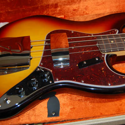 New Old Stock 2017 Fender American Vintage '64 Jazz Bass 3 Tone Sunburst Authorized Dealer OHSC image 2