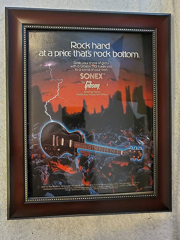 1982 Gibson Guitars Color Promotional Ad Framed Gibson Sonex Electric Original image 1