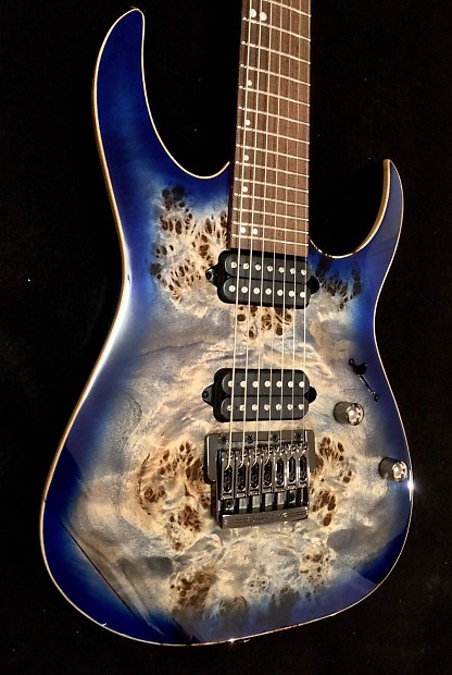 Ibanez RG Premium RG1027PBF CBB Cerulean Blue Burst Burl Top
