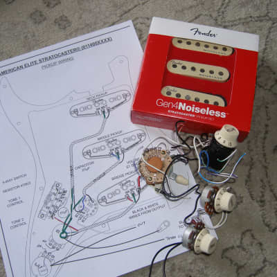 Fender Gen4 Noiseless pickup set with pots and wiring diagram | Reverb