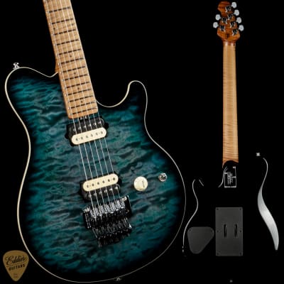 Ernie Ball Music Man Axis Yucatan Blue Quilt Roasted Figured Maple