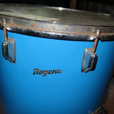 1972 vintage usa Rogers 18" blue floor tom / jazz bass drum for drum set kit snare image 5
