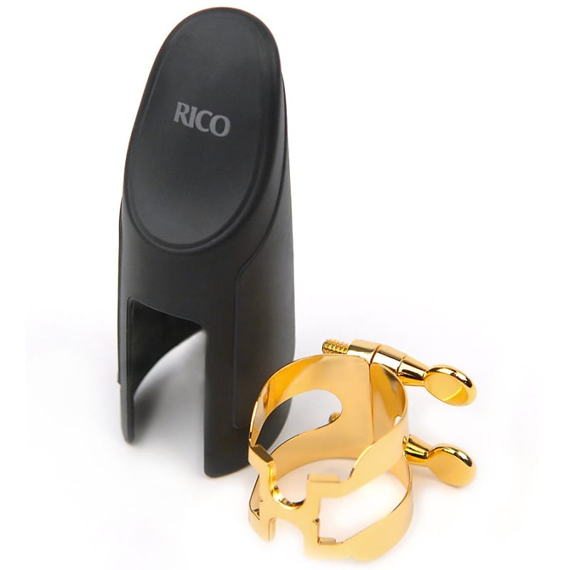Rico Tenor Sax H-Ligature & Cap for Hard Rubber Mouthpieces Gold Plated image 1