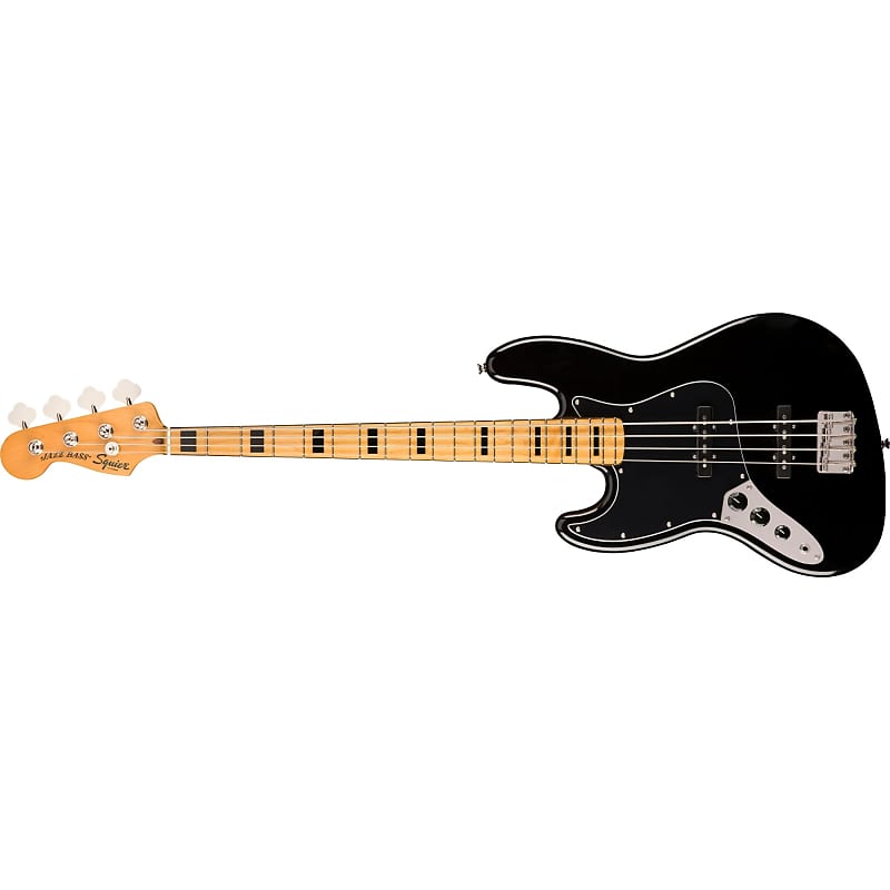 Squier Classic Vibe 70s Jazz Bass, Black, Left-Handed, Maple Fingerboard image 1