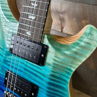 PRS Custom 24 Wood Library Flame Maple 10-Top  Stained Maple Neck Swamp Ash Back - Blue Fade 363699 image 4