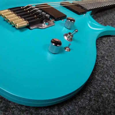 KOLOSS GT-6H Aluminum body headless Carbon fiber neck electric guitar Blue image 7
