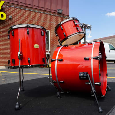 Noble & Cooley/USA /CD-Maple Series 3pc Shell Pack - Transparent Red High Gloss w/ Black Hardware | 12'', 14'', 20" image 2
