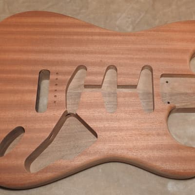 Unfinished Strat 2 Piece Walnut With a 1 Piece Ribbon Sapele/Mahogany Top 5lbs 10.5oz! image 1