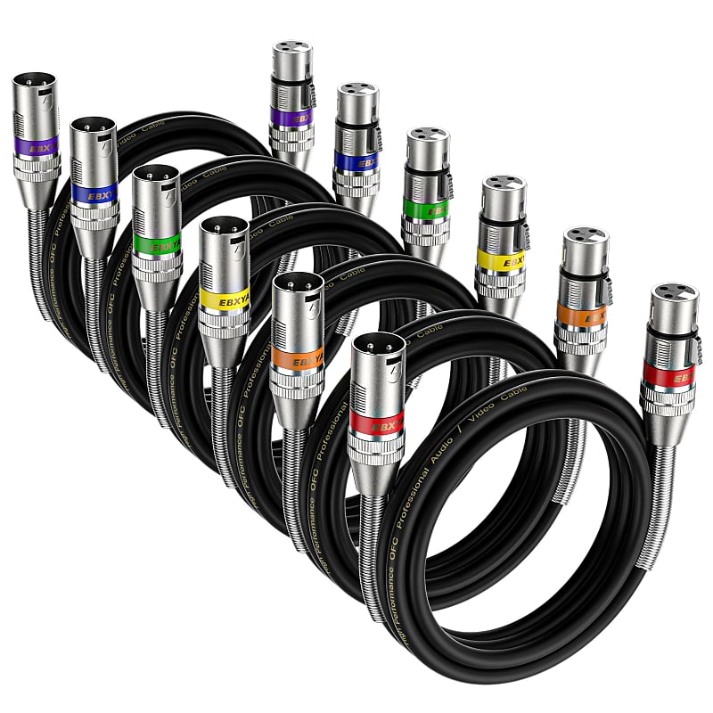 Xlr Cables 3 Feet 6 Packs, Xlr Male To Female Balanced 3 Pin Metal Spring Microphone  Cable Compatible With Mixers, Speakers, Amplifiers, Mic