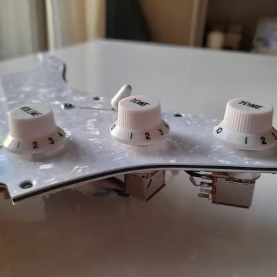Handmade prewired HSH Neodymium Strat pickguard with HB split switch TR BL and mid PU cutoff switch image 5