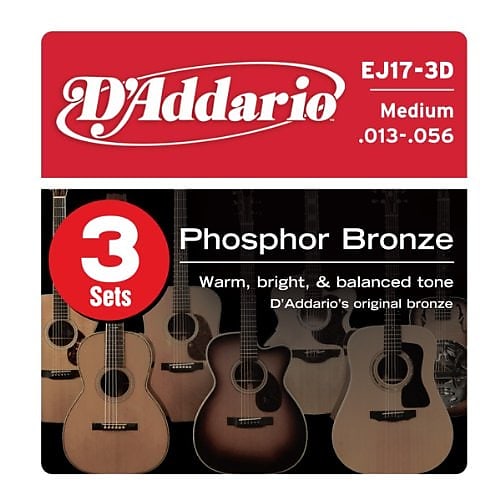 D'Addario EJ17-3D Acoustic Guitar Strings (Pack of 3) image 1